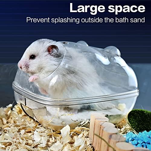 lazYYzal Hamster Bathtub,Hamster Bathroom,Small Animal Habitat Décor,Sand Bath Container Transparent Beds,Hamster Bed,Ice Bathtub,Sleep Pad Nest,Sand Bath Box for Small Pet Animals Cage Accessories（L）