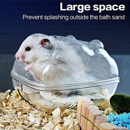 lazYYzal Hamster Bathtub,Hamster Bathroom,Small Animal Habitat Décor,Sand Bath Container Transparent Beds,Hamster Bed,Ice Bathtub,Sleep Pad Nest,Sand Bath Box for Small Pet Animals Cage Accessories（L）