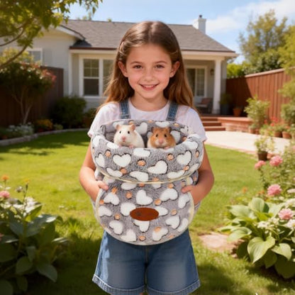 YUEPET Guinea Pig Bed Cuddle Cave, Warm Fleece Hideout, White Heart