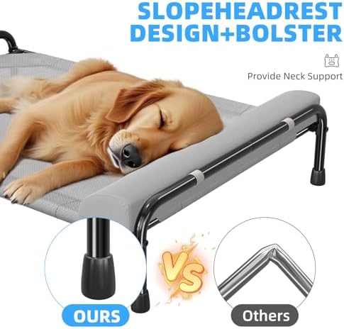 Simple Trending Elevated Dog Bed for Large Dogs, 44.5" x 31", Grey