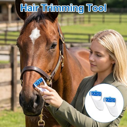 Prasacco 6 Pcs Horse Clippers Grooming Razor, Disposable Horse Shaver ABS+Stainless Steel Razors for Horses & Pet Grooming (White & Blue, 2.28 x 1.81 in)