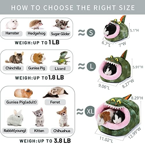JanYoo Hedgehog Rat Bed Guinea Pig House Hamster Supplies Chinchilla Cage Ferret Rat Gerbil(S,Crocodile)