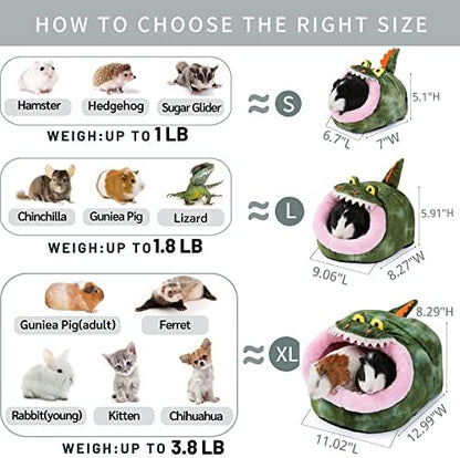 JanYoo Hedgehog Rat Bed Guinea Pig House Hamster Supplies Chinchilla Cage Ferret Rat Gerbil(S,Crocodile)
