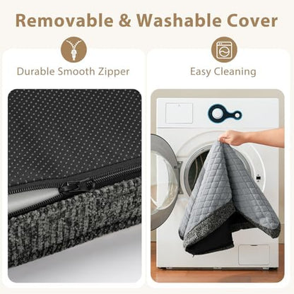 JOEJOY Orthopedic Dog Bed for Extra Large Dogs, Washable Dog Crate Bed Large Sized with Removable Cover, Egg Memory Foam Big Pet Beds, Light Grey, 47"x29"