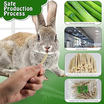 BWOGUE 1000g Bamboo Chews for Rabbits, Rabbit Chew Toys Sweet Bamboo Sticks