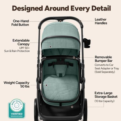 Mompush Wiz 2-in-1 Bassinet Stroller with Car Seat Adapter, Reversible Seat