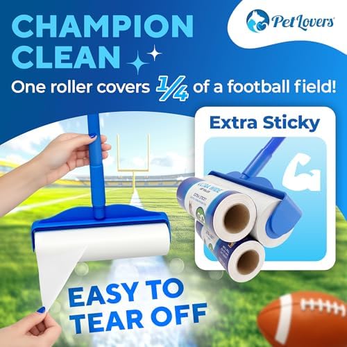 PetLovers Extra Sticky Floor Lint Roller 4 Pack of Refills Only - No Handles Included - 90 Sheets Per Refill 360 Sheets Total