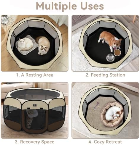 A 4 Pet 40.55-in Dog Playpen, Small Dogs & Puppies, Brown+Beige