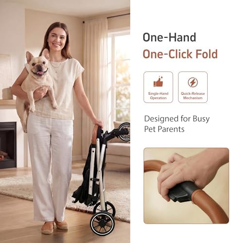 Pet Stroller for Large and Medium Dogs, One-Hand Foldable