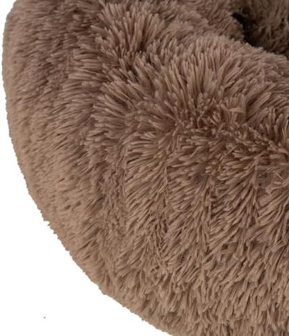 Best Pet Supplies Round Calming Dog Bed for Small, Medium & Large Dogs, Plush Donut Cuddler Pet Bed w/Raised Rim for Head, Neck Support, Anti-Slip Bottom Washable Bed - Caramel, 20 x 20 x 6