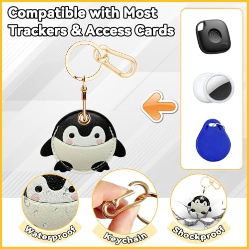 Leather Keychain Holder Case for AirTag, Cute Protective Cover for Apple Airtag KeyChain, GPS Tracker Item Finder