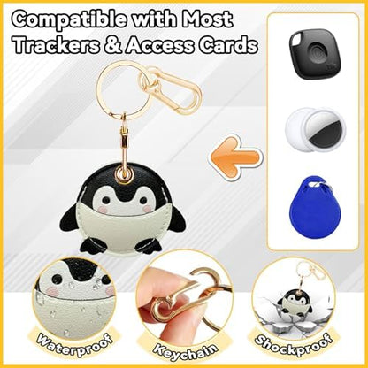 Leather Keychain Holder Case for AirTag, Cute Protective Cover for Apple Airtag KeyChain, GPS Tracker Item Finder