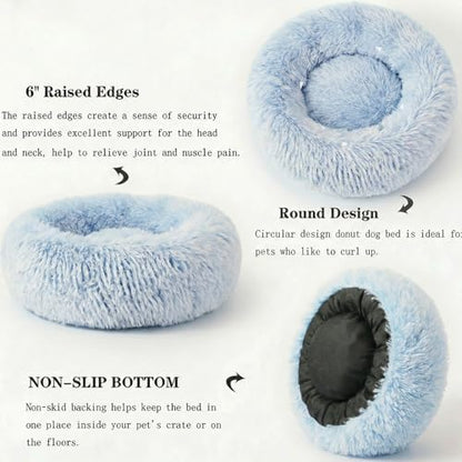nononfish Donut Dog Bed for Small Dogs,Soft Round Calming Bed