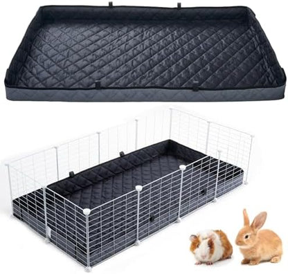 FunFurry Quilted Guinea Pig Cage Liner, Reversible & Absorbent Bottom Base, Cage Liners for Small Animals, Hamster Chinchilla Hedgehog Ferret Rabbit. (Dark Grey-Quilted, 24" X 48")