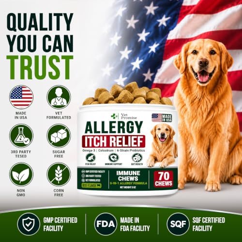 Dog Allergy Relief Chews - Skin Health & Anti-Itch Supplement with Omega-3
