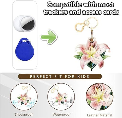 BORKUANA PU Leather Keychain Holder Protective Case Compatible with AirTag