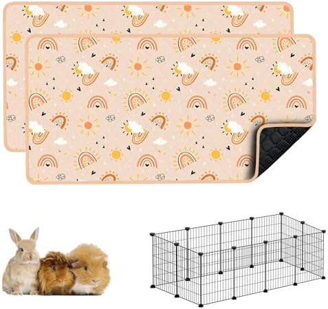 Guinea Pig Cage Liner, 59"x31" Bedding for C&C 2x4 Cage 2 Pack, Rainbow