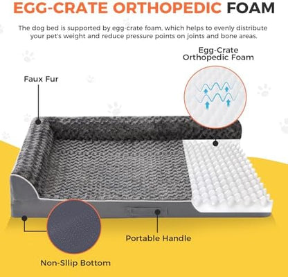 XXL Orthopedic Dog Bed, Extra Large Dogs, 48"x35", Dark Grey
