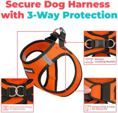 Voyager Step-in Air Dog Vest Harness - Orange/Black Trim, Large