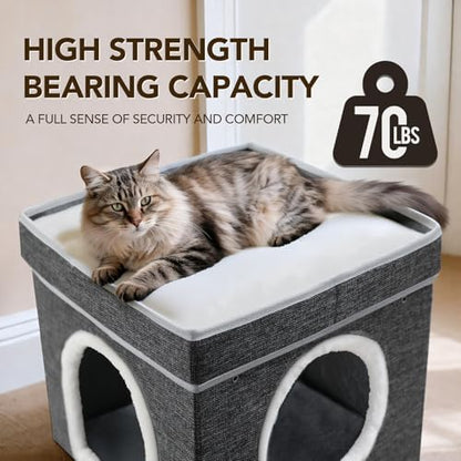 Cat Bed for Indoor Cats Cube House,Bedsure Cat Beds for Indoor Cats - Large Cat Cave for Pet Cat HouseFoldable Cat Hideaway,DIY Free Combination Configurable Play Tower Condo for Cats（5 piece）