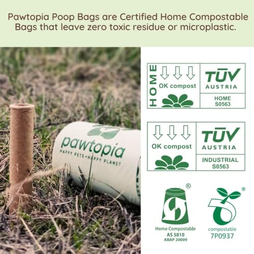 Pawtria Home Compostable Dog Poop Bag Rolls, 480 Bags, 32 Rolls