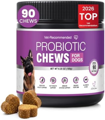 Probiotics for Dogs Dog Probiotics for Digestive Health Probiotic for Dogs Gut Health Itchy Skin Dog Probiotics for Diarrhea Dog Constipation Relief Gas for Dogs Immune Support Chicken Flavor 90ct