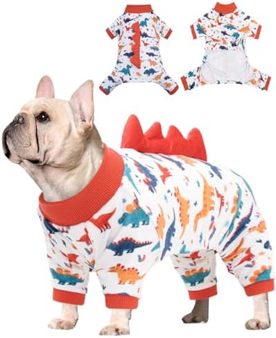 CuteBone Dinosaur Costume Dog Pajamas, Stretchy Spandex Crystal Velvet Sleepwear Coat for Small Dogs, Soft & Warm Pet Outfit Clothes for Cold Weather, Cozy Pullover Design COSP02XL