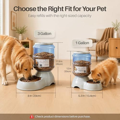 Flexzion Gravity Pet Feeder, Dog and Cat Food Dispenser, 1-Gallon Capacity