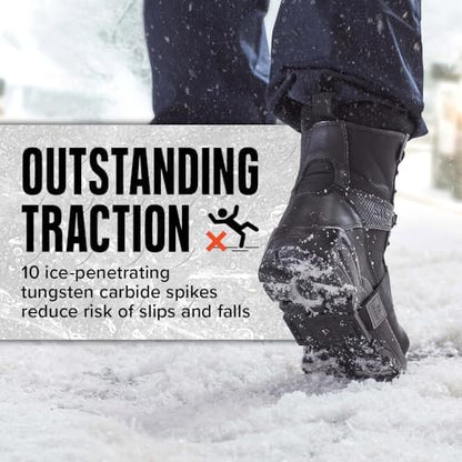 K1 Mid-Sole Ice Cleats for Men & Women - Rotatable Traction Aids For Winter Snow - Low Profile - Black