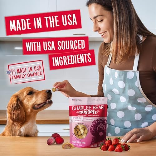 Charlee Bear Nuggets Strawbeary Swirl Skin & Coat Dog Treats, 6 oz