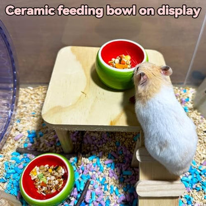 Hamiledyi Hamster Bowl 2 Pack Ceramic Gerbil Food Dish Feeding Bowls for Dwarf Syrian Hamsters Mice Rats Mouse Sugar Glider