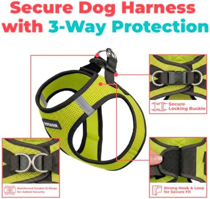 Voyager Step-in Air Dog Vest Harness - Lime Green/Black Trim, X-Small