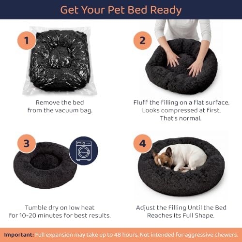 Calming Donut Dog Bed for Small Dogs, Round Dog Bed for Medium & Large Dogs
