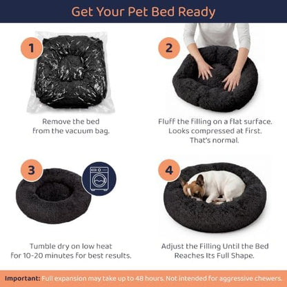 Calming Donut Dog Bed for Small Dogs, Round Dog Bed for Medium & Large Dogs