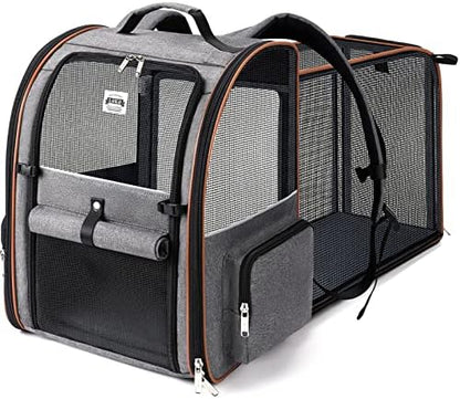 Extra Large Cat Backpack Carrier Expandable Pet Carrier Backpack for Small/Medium Dogs and Medium/Large Cats, Grey
