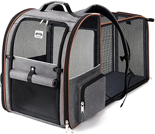 Extra Large Cat Backpack Carrier Expandable Pet Carrier Backpack for Small/Medium Dogs and Medium/Large Cats, Grey