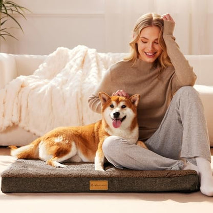 Patas Lague Orthopedic Large Dog Bed Washable Pet Sofa Mat 36''X24'' Brown
