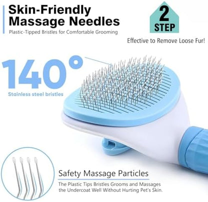 3PCS Dog Grooming Brush - Dog Brush for Shedding Massaging Bathing - Double Sided Shedding, Dematting Undercoat Rake - Self Cleaning Slicker Comb for Dogs and Cats with Long or Short Coats