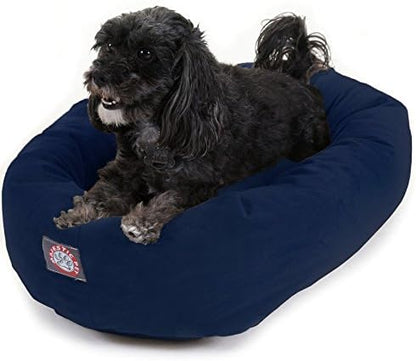 Majestic Pet Suede Calming Dog Bed, 24 Inch Small, Round, Washable, Navy