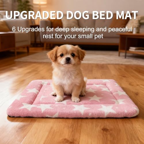 Dog Crate Pad Washable Cat Dog Pet Bed for Crate kennel Small Mat 24in Pink