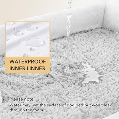Orthopedic Dog Bed for Extra Large Dogs, 45x35in, Grey White