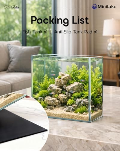 3.5 Gallon Nano Glass Fish Tank, Ultra-Clear Rimless Desktop Aquarium