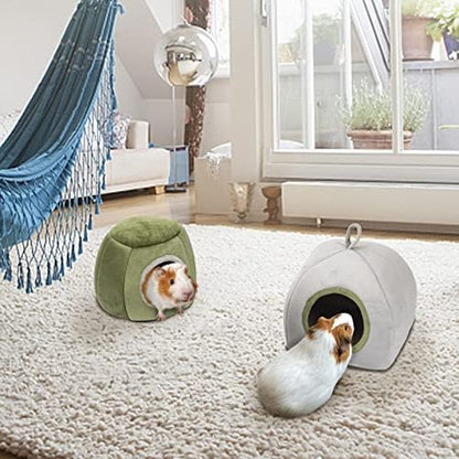 YUEPET Guinea Pig Bed 2 Pack,Warm Guinea Pig House, Stump & Yurt