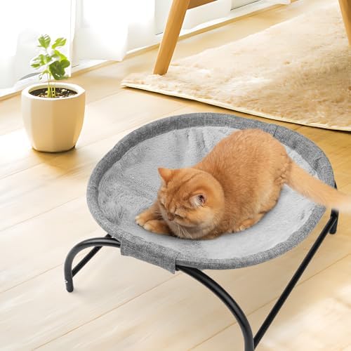 LIFLIX Raised Cat Hammock Bed, Pet Bed for for Indoor Cats, Standing Cat Cot with Washable Plush,17.1 x 17 x 9.5 inches