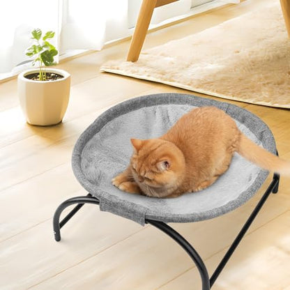 LIFLIX Raised Cat Hammock Bed, Pet Bed for for Indoor Cats, Standing Cat Cot with Washable Plush,17.1 x 17 x 9.5 inches