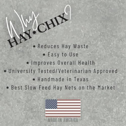 hay chix Half Bale Hay Net for Horses | 1 3/4" Holes, Gold-Colored Rope