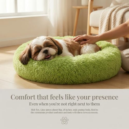 nononfish Calming Donut Dog Bed for Small Dogs,Soft Plush Pet Bed