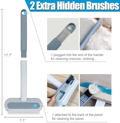 Magic Pet Hair Remover for Dog Cat Owners 1 Pieces,TikTok 4 in 1 Multifunctional Pet Hair Removal Tool for Couch Furniture Carpet Clothing, Reusable Washable Broom Brush for Window Tile Lint Cleaning