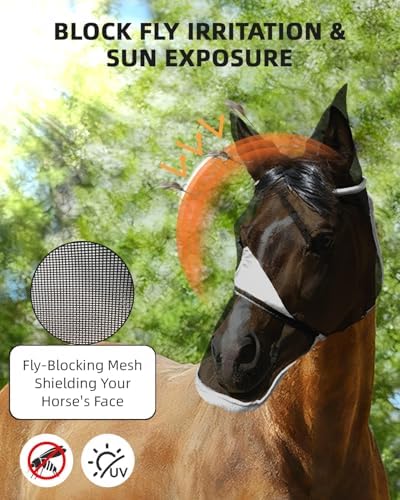 Hilltown Horse Fly Mask with Ears and Nose Cover - Full, Grey