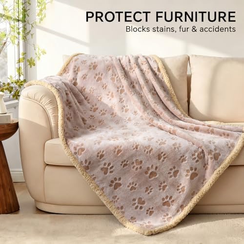 Luciphia Waterproof Dog Blanket Reversible Sherpa Fleece for Small Dogs Cat